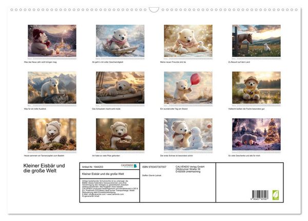 Produktbild: Kleiner Eisb&auml;r und die gro&szlig;e Welt (Wandkalender 2026 DIN A2 quer), CALVENDO Monatskalender
