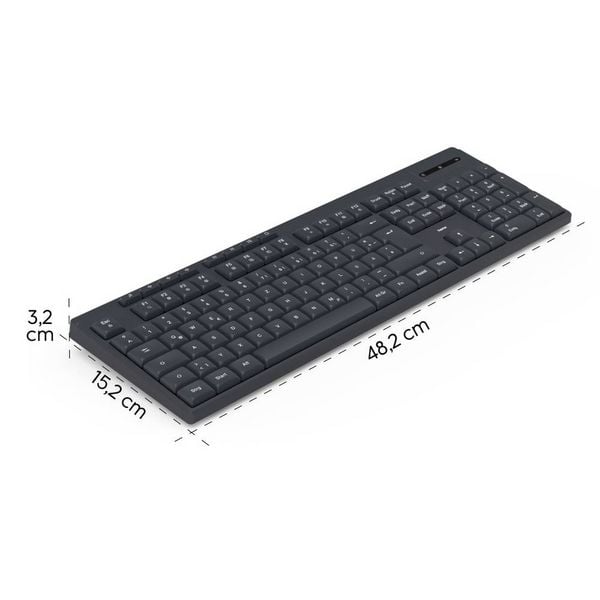 Produktbild: hama 00173055 Funktastatur "WK-200", kabellos, Batterie, 8 Media-Tasten, Schw., QWERTZ DE