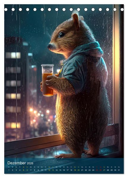 Produktbild: Schlaflos Tierische Nachteulen (Tischkalender 2026 DIN A5 hoch), CALVENDO Monatskalender