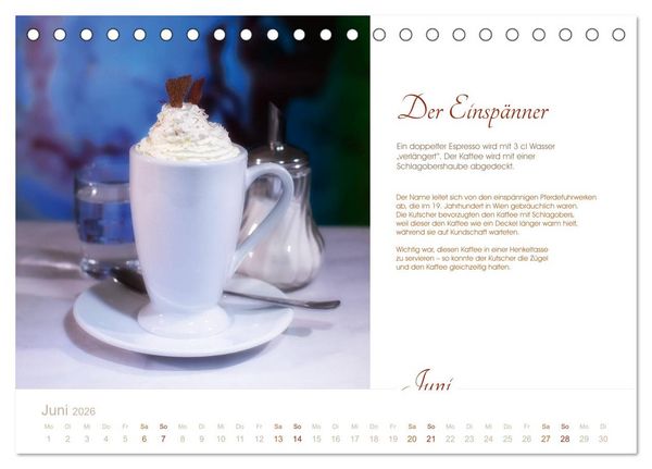 Produktbild: Wiener Kaffeerezepte (Tischkalender 2026 DIN A5 quer), CALVENDO Monatskalender