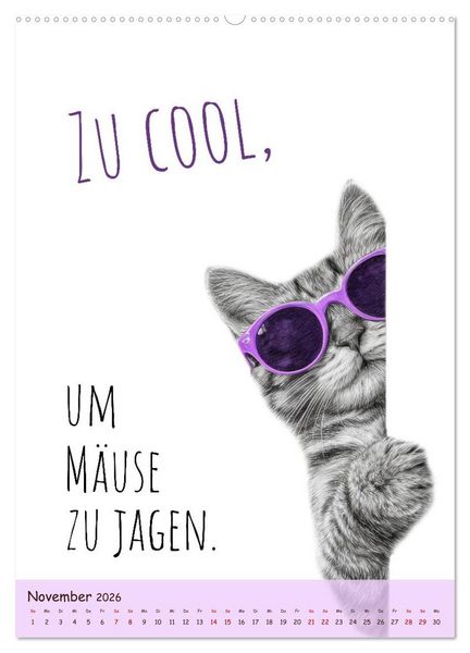 Produktbild: Katzenkult - Coolness auf vier Pfoten (Wandkalender 2026 DIN A2 hoch), CALVENDO Monatskalender