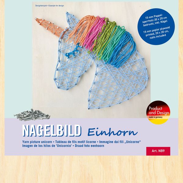 Produktbild: PEBARO NB9 - Nagelbild Einhorn, 20x20cm, Bastelset