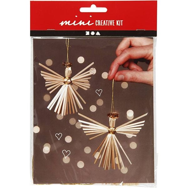 Produktbild: Creativ Company DIY Sets Blumengestecke, Korbflechten Mini Kreativ Set, Strohengel, H 8 cm, Kreativ Box