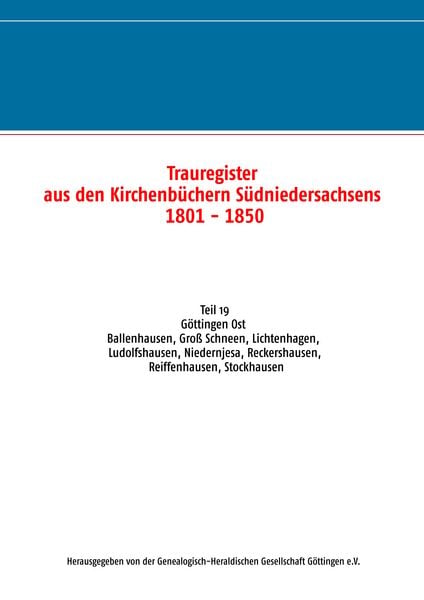 Produktbild: Trauregister aus den Kirchenb&uuml;chern S&uuml;dniedersachsens 1801 - 1850