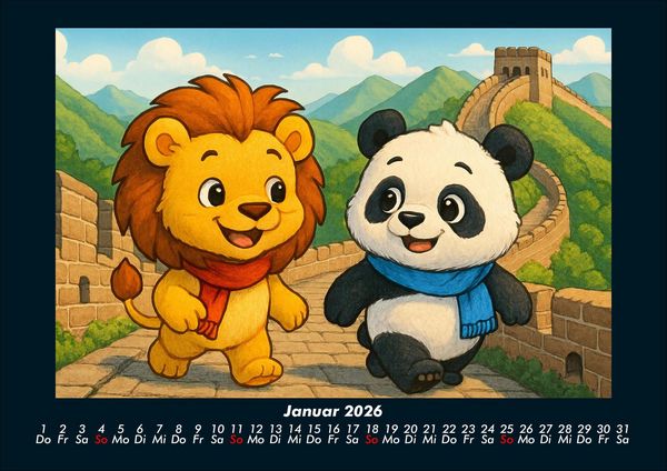 Produktbild: Buschi und Pippin - Reise zu den Weltwundern 2026 Fotokalender DIN A4