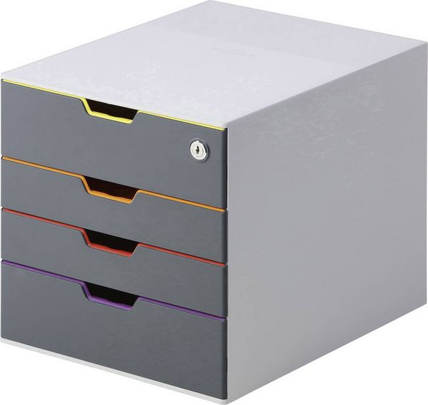 Produktbild: Durable VARICOLOR 4 SAFE - 7606 760627 Schubladenbox Grau DIN A4, DIN C4, Folio, Letter Anzahl der Schubf&auml;cher: 4