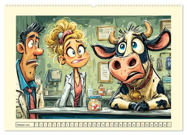 Produktbild: Beim Tierarzt! Tierisch schr&auml;ge Besuche in der Vetklinik (Wandkalender 2026 DIN A2 quer), CALVENDO Monatskalender