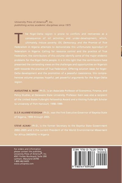 Produktbild: Oil, Democracy and the Promise of True Federalism in Nigeria