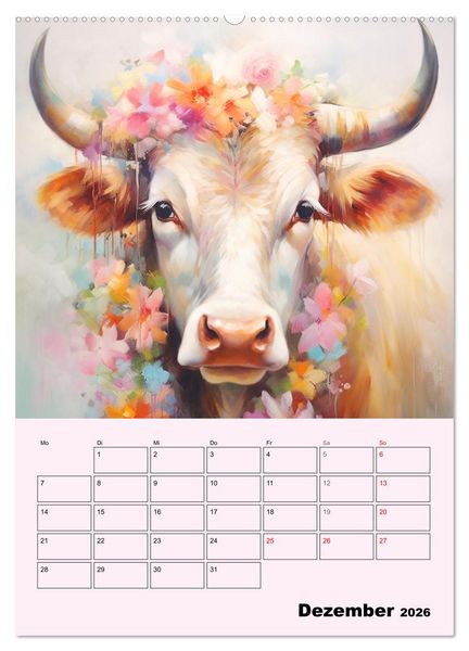 Produktbild: Zauberhafte K&uuml;he. Duftige Aquarelle von tollen Tieren (Wandkalender 2026 DIN A2 hoch), CALVENDO Monatskalender