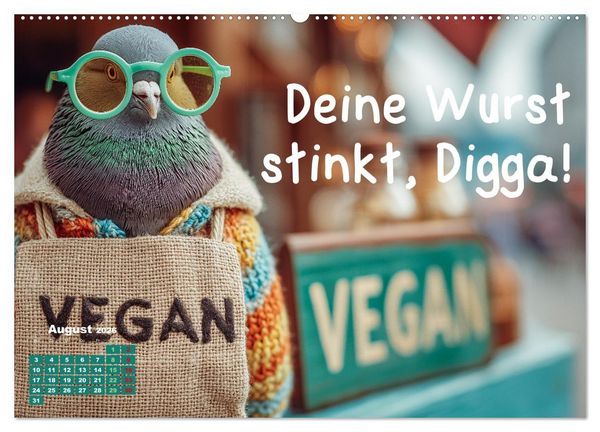 Produktbild: Freche Tauben - Lustiger Spr&uuml;chekalender mit Berliner Schnautze (Wandkalender 2026 DIN A2 quer), CALVENDO Monatskalender