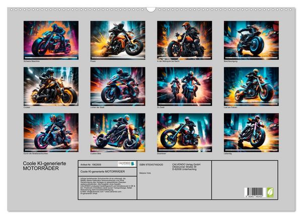 Produktbild: Coole KI-generierte MOTORR&Auml;DER (Wandkalender 2026 DIN A2 quer), CALVENDO Monatskalender