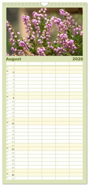 Produktbild: Familienplaner 2026 - Zauberhaftes Heidekraut - Elbsandstein mit 5 Spalten (Wandkalender, 21 x 45 cm) CALVENDO