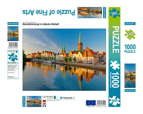 CALVENDO Puzzle Abendstimmung in Lübecks Altstadt | 1000 Teile Lege-Größe 64x48cm Foto-Puzzle für glückliche Stunden