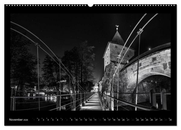Produktbild: N&uuml;rnberg - Ansichten in schwarz und wei&szlig; (Wandkalender 2026 DIN A2 quer), CALVENDO Monatskalender