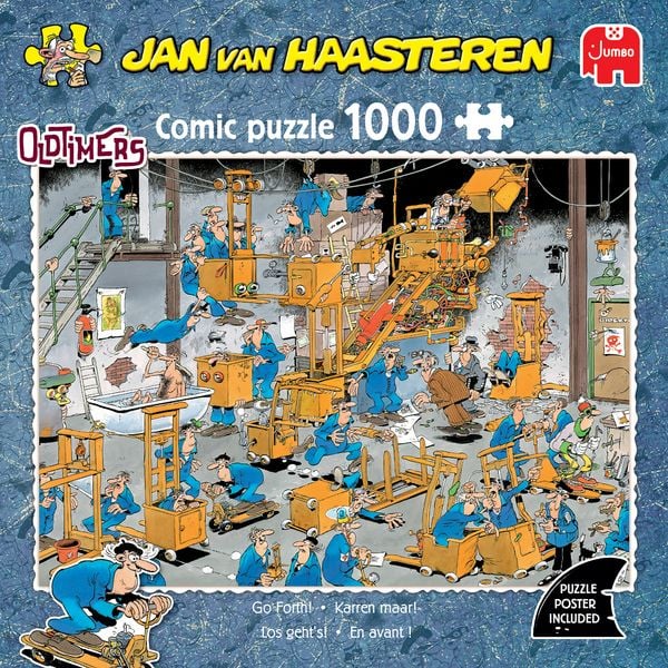 Produktbild: Jumbo 1110100528 - Jan van Haasteren Oldtimers, Los gehts, Comic-Puzzle, 1000 Teile