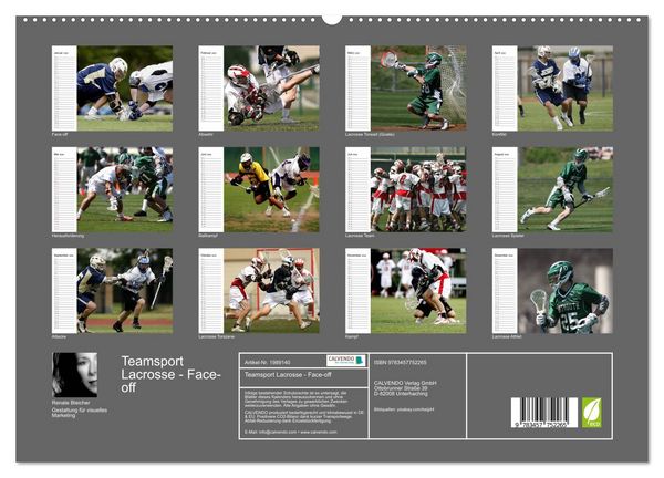 Produktbild: Teamsport Lacrosse - Face-off (hochwertiger Premium Wandkalender 2026 DIN A2 quer), Kunstdruck in Hochglanz