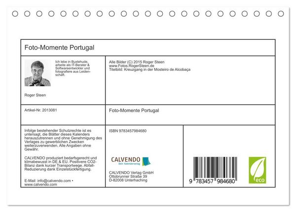 Produktbild: Foto-Momente Portugal (Tischkalender 2026 DIN A5 quer), CALVENDO Monatskalender