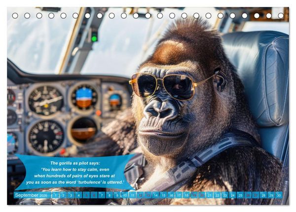 Produktbild: Funny charming animals as pilots (Desk Calendar 2026 DIN A5 landscape), CALVENDO 12 Month DeskCalendar