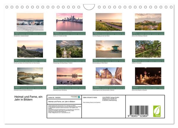 Produktbild: Heimat und Ferne, ein Jahr in Bildern (Wandkalender 2026 DIN A4 quer), CALVENDO Monatskalender