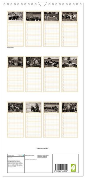 Produktbild: Familienplaner 2026 - Westernreiten mit 5 Spalten (Wandkalender, 21 x 45 cm) CALVENDO