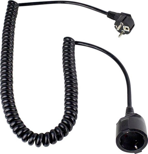 Produktbild: AS Schwabe 70410 Strom Verl&auml;ngerungskabel 16A Schwarz 2.50m H05VV-F 3G 1,5mm&sup2; Spiralkabel