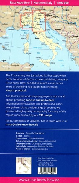 Produktbild: Reise Know-How Landkarte Italien, Nord / Northern Italy (1:400.000)