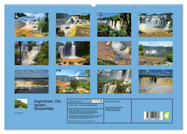 Produktbild: Argentinien. Die Iguaz&uacute;-Wasserf&auml;lle (hochwertiger Premium Wandkalender 2026 DIN A2 quer), Kunstdruck in Hochglanz
