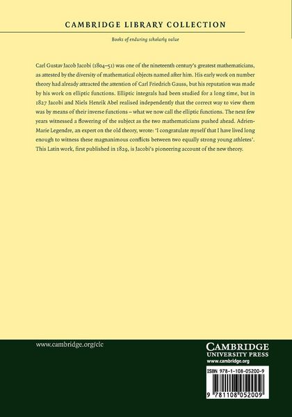 Produktbild: Fundamenta nova theoriae functionum ellipticarum