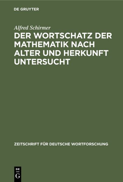 Produktbild: Der Wortschatz der Mathematik nach Alter und Herkunft untersucht