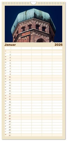 Produktbild: Familienplaner 2026 - M&uuml;nchen - Die Sch&ouml;ne mit 5 Spalten (Wandkalender, 21 x 45 cm) CALVENDO