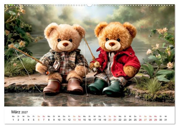 Produktbild: Teddyb&auml;ren - im Doppelpack durchs Jahr (hochwertiger Premium Wandkalender 2027 DIN A2 quer), Kunstdruck in Hochglanz