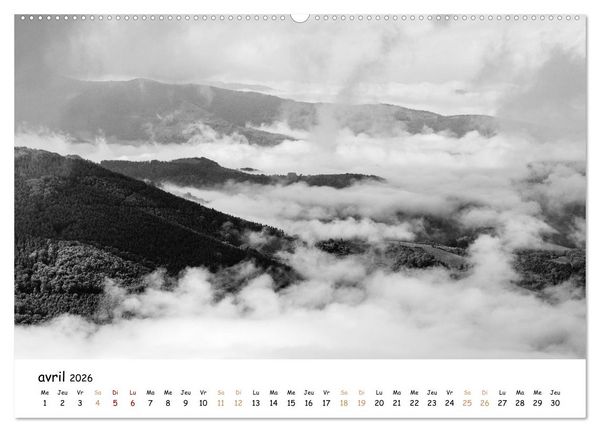 Produktbild: Terres de contraste &ndash; Une ann&eacute;e en monochrome (Calendrier mural 2026 DIN A2 vertical) calendrier de bureau