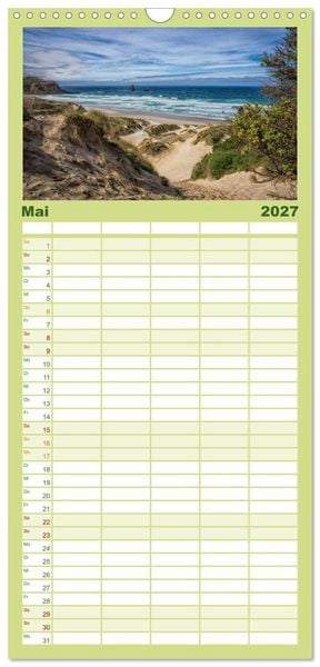 Produktbild: Familienplaner 2027 - Traumhafte Wege - Unterwegs auf Neuseelands S&uuml;dinsel mit 5 Spalten (Wandkalender, 21 x 45 cm) CALVENDO