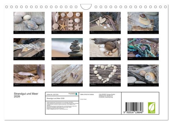 Produktbild: Strandgut und Meer 2026 (Wandkalender 2026 DIN A4 quer), CALVENDO Monatskalender