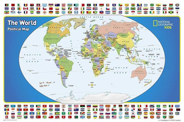 Produktbild: National Geographic World for Kids Wall Map - Laminated (Poster Size: 36 X 24 In)