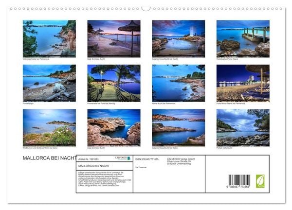 Produktbild: MALLORCA BEI NACHT (hochwertiger Premium Wandkalender 2026 DIN A2 quer), Kunstdruck in Hochglanz
