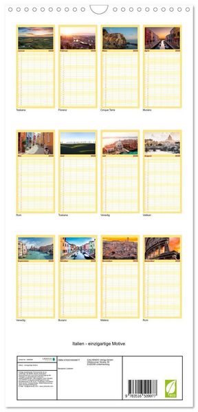 Produktbild: Familienplaner 2026 - Italien - einzigartige Motive mit 5 Spalten (Wandkalender, 21 x 45 cm) CALVENDO