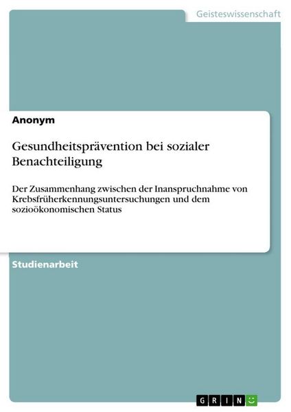 Produktbild: Gesundheitspr&auml;vention bei sozialer Benachteiligung