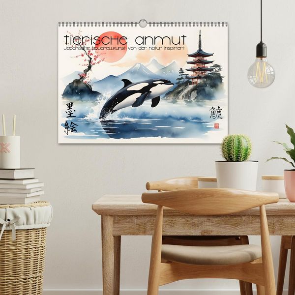 Produktbild: Tierische Anmut - japanische Aquarellkunst von der Natur inspiriert (Wandkalender 2026 DIN A3 quer), CALVENDO Monatskalender