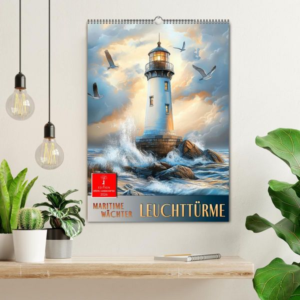 Produktbild: Maritime W&auml;chter - Leuchtt&uuml;rme (Wandkalender 2026 DIN A2 hoch), CALVENDO Monatskalender