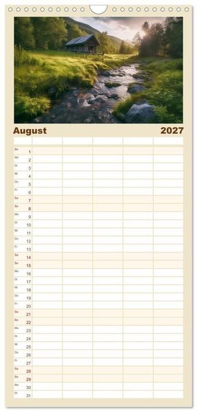 Produktbild: Familienplaner 2027 - H&uuml;ttenzauber - Ein visueller Streifzug durch Norwegens Wildnis mit 5 Spalten (Wandkalender, 21 x 45 cm) CALVENDO