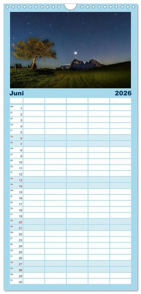 Produktbild: Familienplaner 2026 - Welt unter Sternen mit 5 Spalten (Wandkalender, 21 x 45 cm) CALVENDO