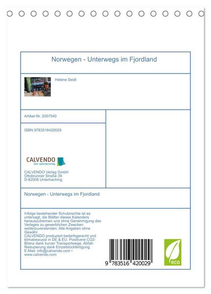Produktbild: Norwegen - Unterwegs im Fjordland (Tischkalender 2026 DIN A5 hoch), CALVENDO Monatskalender