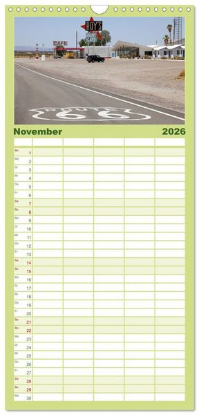 Produktbild: Familienplaner 2026 - Route 66 im S&uuml;dwesten mit 5 Spalten (Wandkalender, 21 x 45 cm) CALVENDO