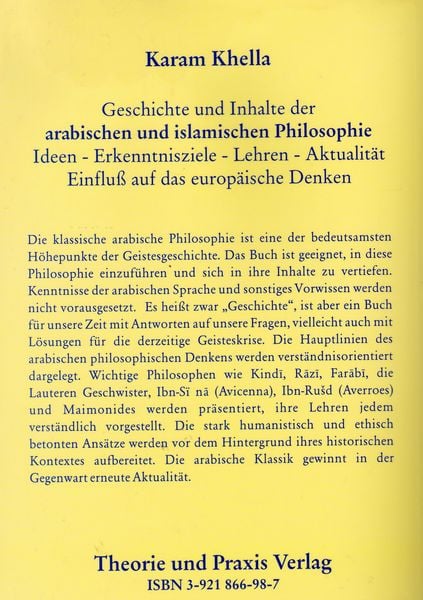 Produktbild: Arabische und islamische Philosophie