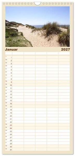 Produktbild: Familienplaner 2027 - Vielf&auml;ltiges Sylt - Mehr als Strand mit 5 Spalten (Wandkalender, 21 x 45 cm) CALVENDO
