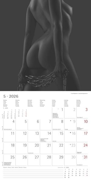 Produktbild: Feminine 2026 - Broschürenkalender 30x30 cm (30x60 geöffnet) - Kalender mit Platz für Notizen - Feminin - Bildkalender - Wandplaner - Erotikkalender