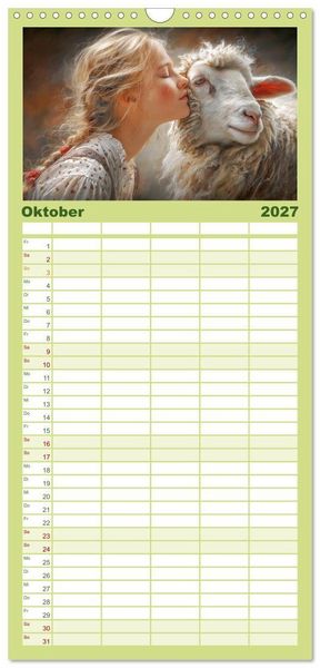 Produktbild: Familienplaner 2027 - Mensch und Tier. Momente voller W&auml;rme, Vertrauen und Respekt mit 5 Spalten (Wandkalender, 21 x 45 cm) CALVENDO
