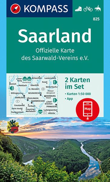 KOMPASS Wanderkarten-Set 825 Saarland, Offizielle Karte des Saarwald-Vereins e.V. (2 Karten) 1:50.000
