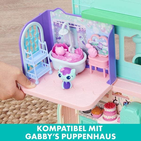 Produktbild: DREAMWORKS GABBY'S DOLLHOUSE - Deluxe Raum, Primp & Pamper Bathroom, Badezimmer mit MerCat (Meerk&auml;tzchen), M&ouml;beln & Zubeh&ouml;r